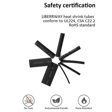 650pcs Heat Shrink Tubing Black Ratio 2:1 Insulation Protection Flame Retardant Heat Shrink Sleeving Wrap Car Electrical Cable Wire Kit Set in a Clear Plastic Box 8 Size