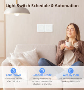 Tuya Smart WiFi Light Switch 1/2/3 Gang Tempered Glass Panel Switch with Schedule & Automation Function Smart Life APP Voice Control with Alexa Google Home