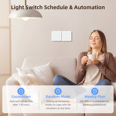 Tuya Smart WiFi Light Switch 1/2/3 Gang Tempered Glass Panel Switch with Schedule & Automation Function Smart Life APP Voice Control with Alexa Google Home