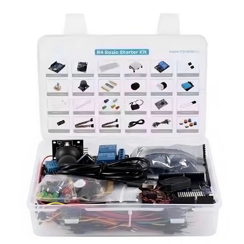 UNOR4 with WiFi Basic Start Motherboard Kit Entry Level Development Board 830 Breadboard LED Potentiometers OLED Display SR-501