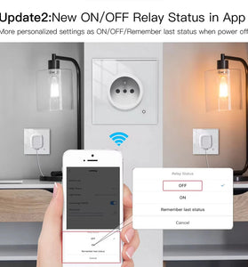 Tuya WiFi Smart 16A EU Socket Glass Panel Outlet Power Monitor Touch Plug Relay Status Light Mode Adjustable Smart Life App Voice Control with Alexa Google Assistant