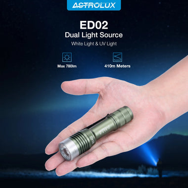 Astrolux ED02 780LM EDC Keychain Flashlight with 365nm UV LEDs 410m Meters Throw Type-C Rechargeable Power by 14500 Battery Waterproof Mini LED Torch For Outdoor Walking, Running, Hiking and Camping