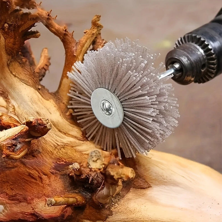 Abrasive Nylon Wheel Brush 80mm Diameter 30mm Thickness 6mm Shank High Strength Polishing Brush Multi Grit Options for Woodworking Finishing