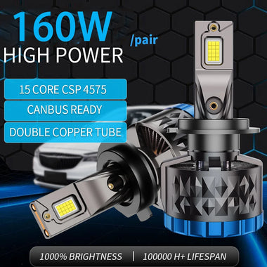 Infitary Pair Car LED Headlight Modification 160W Per Pair Lamp Bulb 6500K Bright White Car Lights  IP68 Waterproof Rating