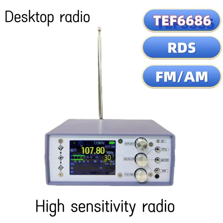 TEF6686 Desktop Radio Professional Grade Sensitivity Antenna FM Full Band 65MHZ-108MHZ AM 144KHZ-27MHZ ABS Material With In-Built Automatic Channel Closure High Coverage International Radio Reception