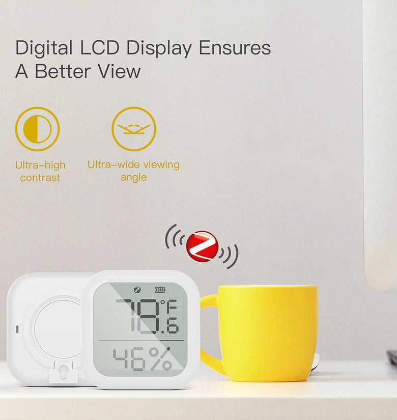 MoesHouse Tuya ZIGBE Smart Digital Temperature and Humidity Sensor LCD Display Intelligent Hygrometer Thermometer Data Log APP Remote Control Compatible with Amazon Alexa & Google Home