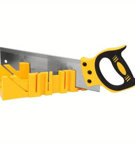 Mitre Box and Hand Saw Set 12 inch ABS Plastic Multiple Angle Clamping Mitre Box with 14 inch Back Saw for Woodworking