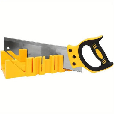 Mitre Box and Hand Saw Set 12 inch ABS Plastic Multiple Angle Clamping Mitre Box with 14 inch Back Saw for Woodworking