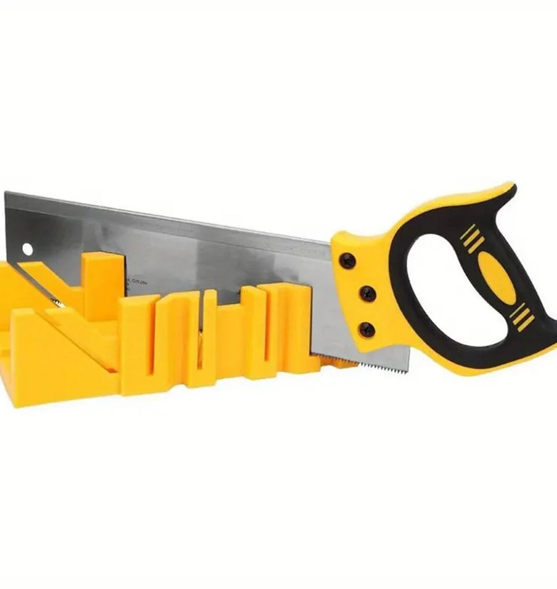 Mitre Box and Hand Saw Set 12 inch ABS Plastic Multiple Angle Clamping Mitre Box with 14 inch Back Saw for Woodworking