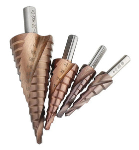 Drillpro HSS-Co M35 Cobalt Step Drill Bit Triangle Shank 4-12/4-20/4-32mm Spiral Flute Step Drill