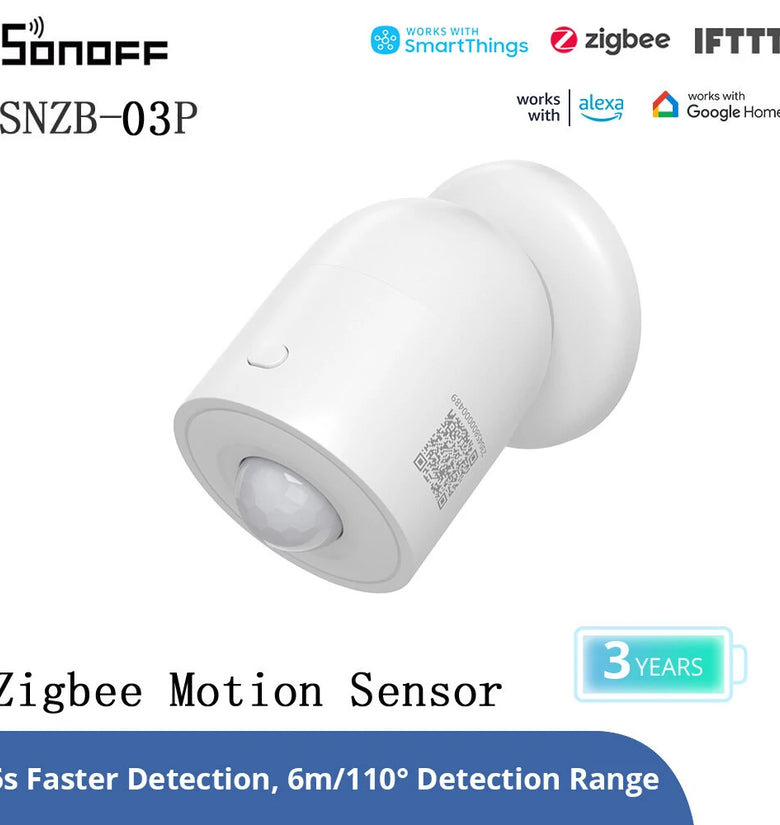 SONOFF SNZB-03P Zigbee3.0 Motion Sensor 5-Seconds Faster Detection Smart Home Security Human Body Detection Smart Scene via eWeLink Work with Alexa Google Home