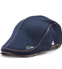 Collrown Knitted Berets Patchwork Leather Brim Men Flat Cap Retro Visor Hat Autumn Winter Warmer Casual Crochet Hat Forward Cap