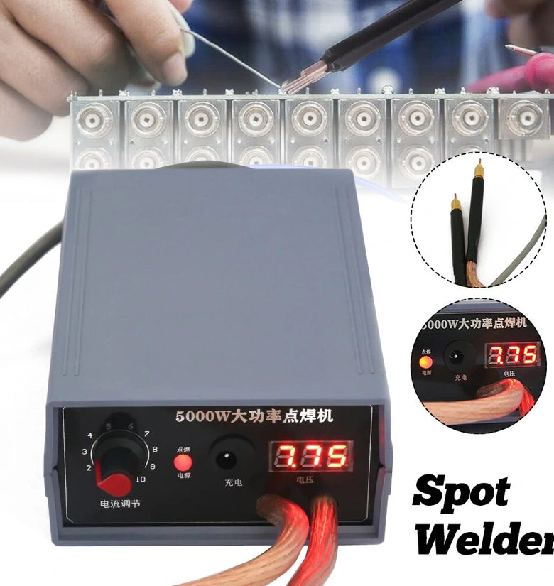 Excellway 5000W Mini Spot Welder High Power Handheld Spot Welding Machine for 18650 Battery Welding Tools for 0.1/0.15/0.2/0.25mm Nickel Strip 0-800A Current Adjustable