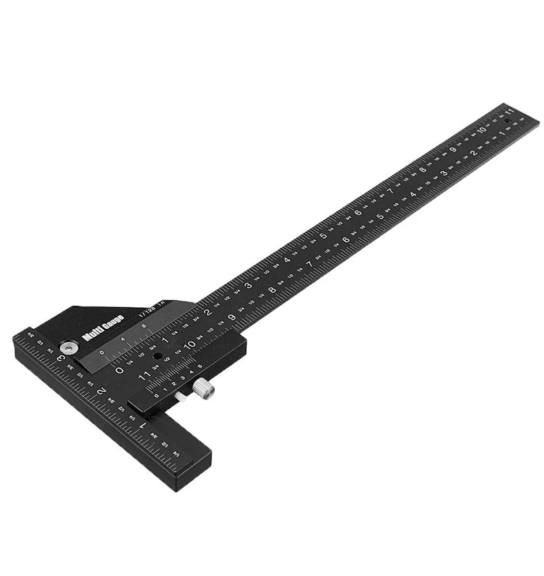 Doctorwood Multifunction Inch and MM Woodworking Scriber Gauge Aluminum Measuring Marking Framing Ruler Tool for Carpentry