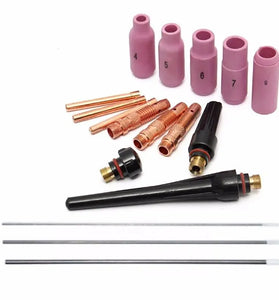 17Pcs TIG Welding Torch Cup Collet Body Nozzle Tungsten Kit WP-17 WP-18 WP-26