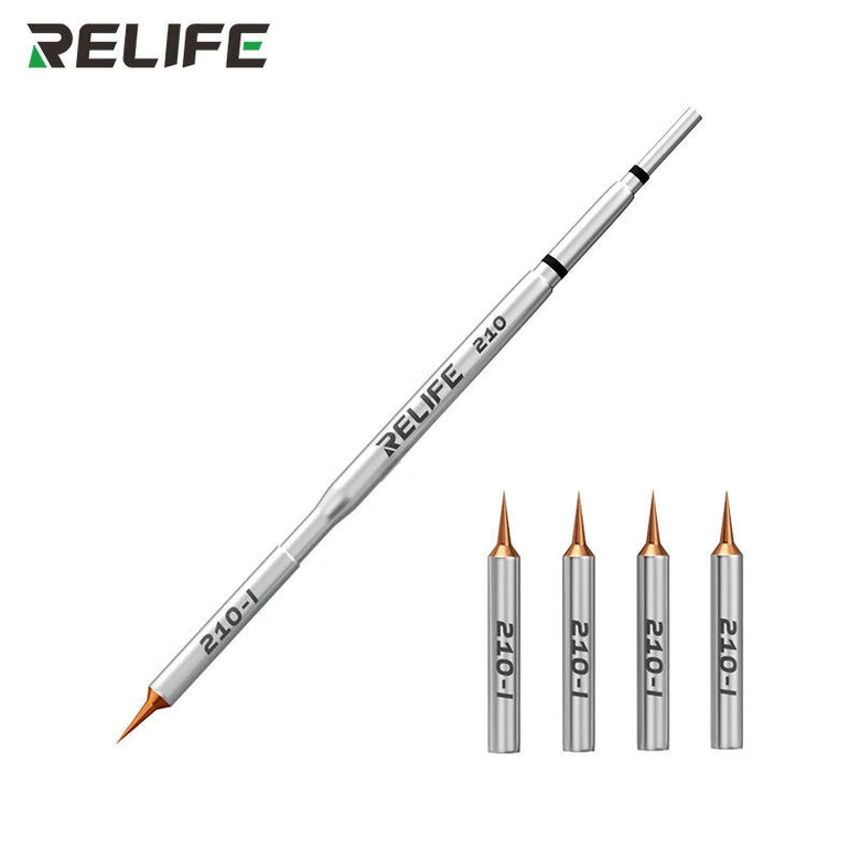 RELIFE 210 Soldering Iron Tips Set With Handle 0.1mm Replaceable Tip For Micro Soldering Phone Screen Flying Jumper Wire Welding