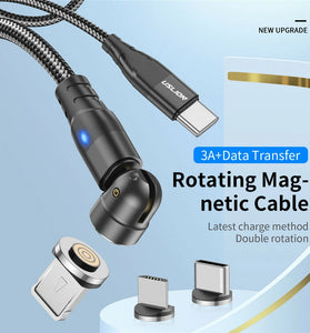 USLION PD60W Type-C for Type-C/iP/Micro Cable Fast Charging Data Transmission Magnetic Line 1M/2M Long for iPhone14 Pro Max for Samsung Galaxy Note 20 for Huawei Mate50 for Xiaomi Mi12