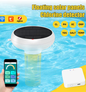 Solar Powered Tuya ZigBe WiFi Pool Water Quality Tester 7-in-1 Floating Detector PH ORP TDS Salinity Temperature CL for Pool Fish Tank Aquarium Spa