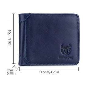 BULLCAPTAIN Genuine Leather Trifold Wallet Mens Large Capacity Credit Card Holder with 14 Card Slots Slim Design Short Wallet Coin Purse Stylish