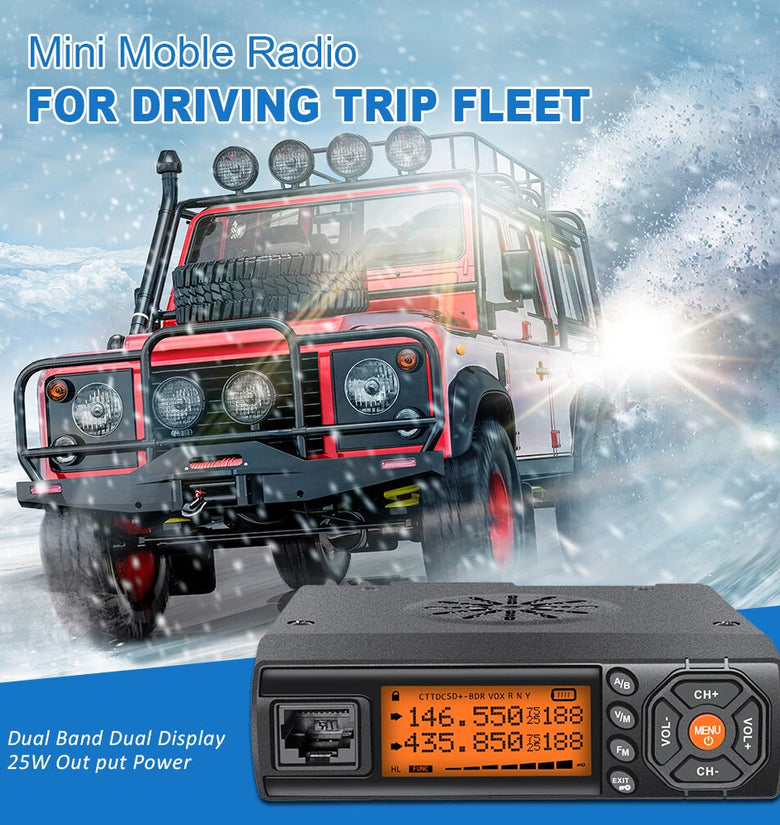 ZASTONE Z218 Mini Mobile Radio Dual Band UHF VHF 128 Channels 25W High Power Compact Design Car Walkie Talkie Portable Communication