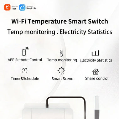 20A Smart WiFi Temperature Humidity Monitoring Switch TYTHE-D1 with Remote Control Real-Time Monitoring Comprehensive Record Keeping AC 85-250V High Current Compatibility Ideal for Smart Home Automation