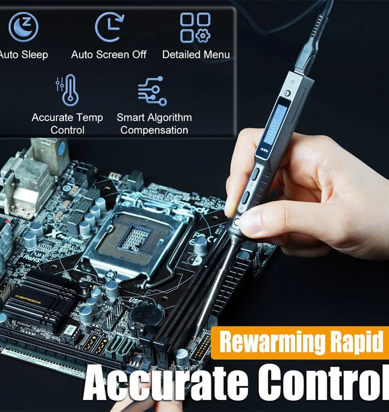 TS101 Smart Soldering Iron USB-C 65W DC 9-24V 90W PD3.1 50-400C Adjustable Temperature Compact Lightweight Professional Tool Soldering Kit