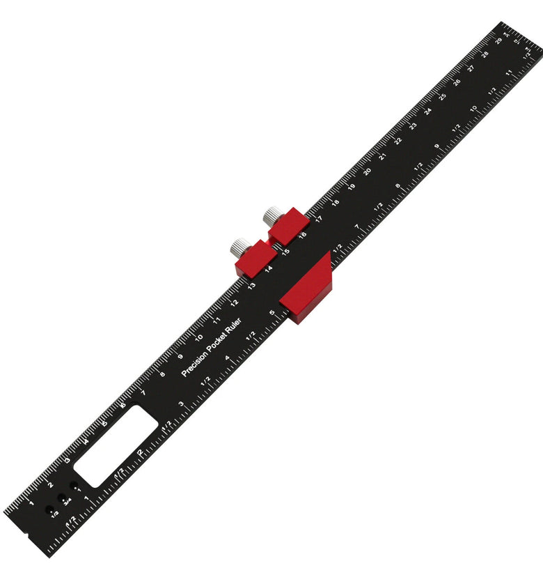 Woodworking T-Type Pocket Ruler Aluminum Slide Ruler 6.3in, 7.9in, 11.8in Precision Scribing Ruler Tools with Sliding Stops Inch and Metric