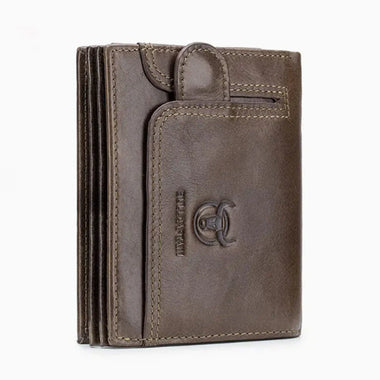 BULLCAPTAIN Genuine Leather Wallet for Men Retro Large Capacity Wallet RFID Blocking Wallet Multi-card Position Credit Card Purse Multifunctional Card Bag, Short Mens Wallet Gifts with Gift Box