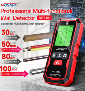 NOYAFA NF-5101 Wall Scanner Stud Finder 5-in-1 High Precision Detector Metal Wood Live Wire Locator LCD Display IP54 Waterproof Automatic Calibration