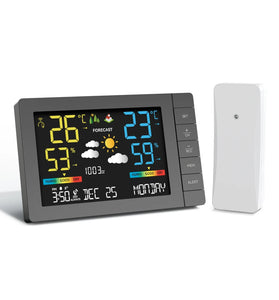 Wireless Weather Station with Color Display Indoor Outdoor Thermometer Hygrometer with Forecast Radio Controlled Clock Multi Language Moon Phase Barometer Alarm