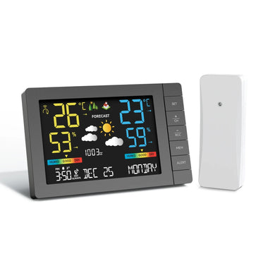 Wireless Weather Station with Color Display Indoor Outdoor Thermometer Hygrometer with Forecast Radio Controlled Clock Multi Language Moon Phase Barometer Alarm