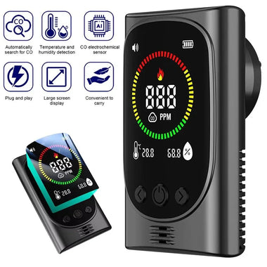 4 in 1 Gas Analyzer Carbon Monoxide Detector CO Alarm Portable Gas Leak Tester Air Quality Monitor with Sound Light Alarm for Home RV Camping Tent Safety