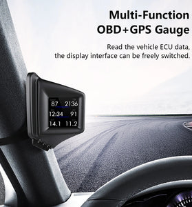 Head-Up Display OBD2+GPS On-board Computer HUD Car tachometer Turbo Oil Pressure Water Temp GPS Speedometer For Gasoline Car