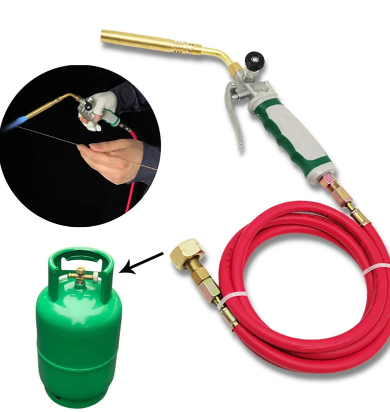 Liquefied Gas Welding Gun Double Switch Germany Style Soldering Torch Refrigeration Oxygen-Free Torches with 1.6m Rubber Hose