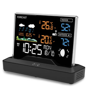 Wireless Weather Station Indoor with Forecast Moon Phase Barometer Alarm 7 Buttons Backlight RF Sensor Large LCD Display Outdoor Thermometer Hygrometer