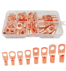 60PCS/box AWG American Standard Copper Nose SC6-25 Series Round Cold-pressed Terminal Connector Copper Lug Kit