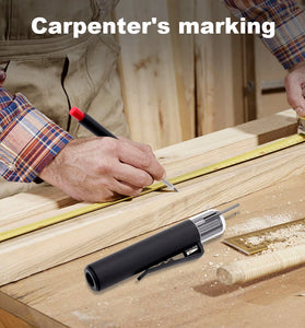 3-in-1 Carpenter Pencil Set Long Nose 44mm Deep Hole Marker Built-in Sharpener Pocket Clip 12 Leads Construction Woodworking DIY Tool