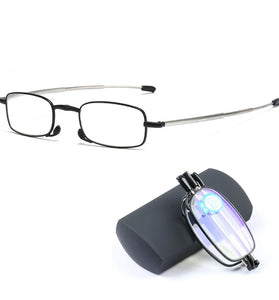 Foldable Reading Glasses Men Women Metal Frame Blue Light Resistant EyeGlasses with Bag Prescription Eyewear +1.5 To +3.5