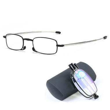 Foldable Reading Glasses Men Women Metal Frame Blue Light Resistant EyeGlasses with Bag Prescription Eyewear +1.5 To +3.5
