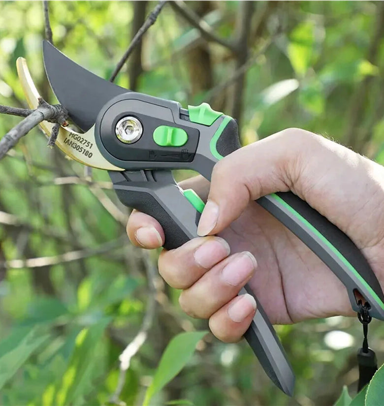 Industrial Pruning Shears 205mm SK5 Steel Blade 50mm Length Two-level Opening Ergonomic Non-slip Handles Labor-saving Spring Precision Cutting