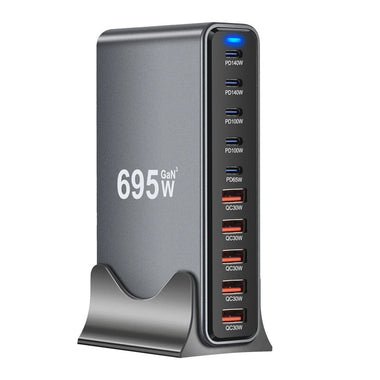 [GaN Tech] Bakeey YMX-695W 695W 10-Port USB PD Charger 5USB-A+5USB-C PD QC Fast Charging Desktop Charging Station EU Plug US Plug for iPhone 16 16 Pro 15 14 13 12 for Huawei Pura X for Xiaomi 15pro for Samusng Galaxy S25 Ultra