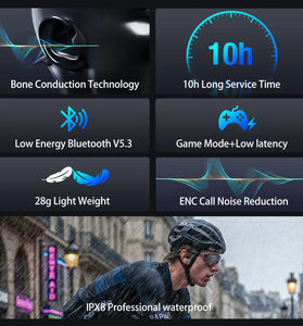 BlitzWolf BW-BTS8 Lite bluetooth Earbuds Bone Conduction Earphone IPX8 Waterproof Low Latency Game Sport Headphones with Mic