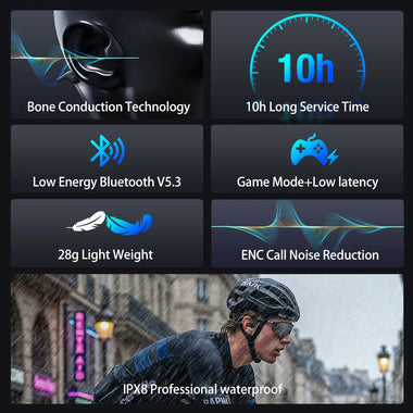 BlitzWolf BW-BTS8 Lite bluetooth Earbuds Bone Conduction Earphone IPX8 Waterproof Low Latency Game Sport Headphones with Mic