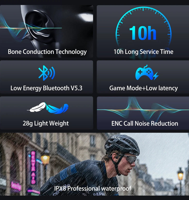BlitzWolf BW-BTS8 Lite bluetooth Earbuds Bone Conduction Earphone IPX8 Waterproof Low Latency Game Sport Headphones with Mic