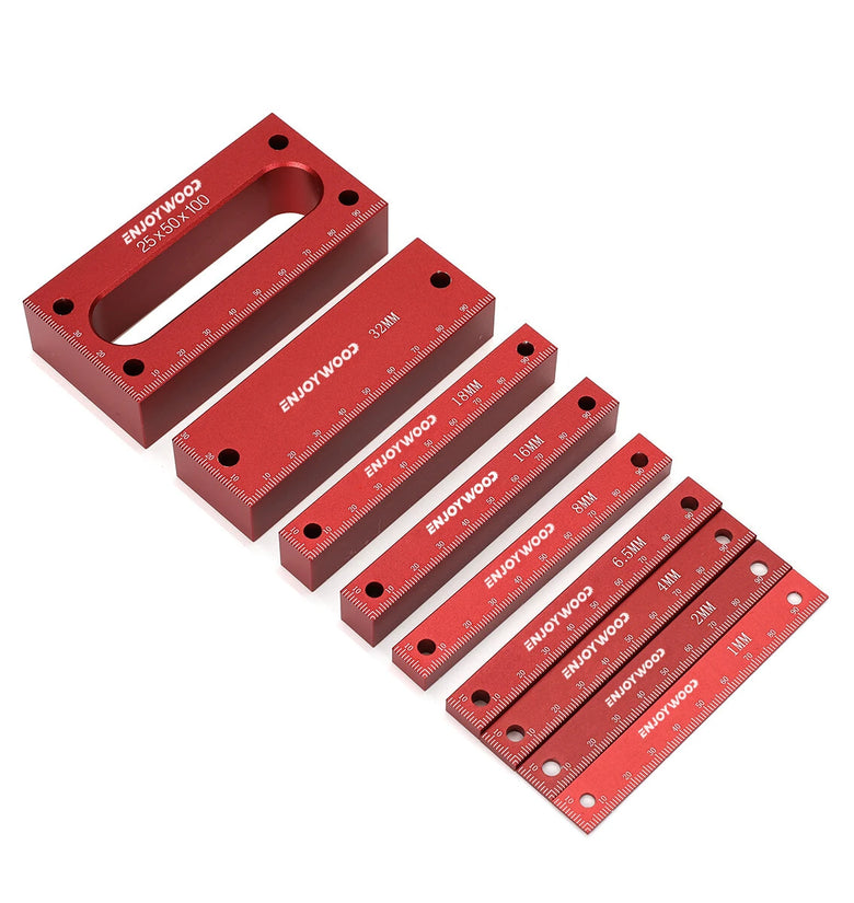ENJOYWOOD Metric Inch Woodworking Setup Blocks Height Gauge Precision Aluminum Alloy Setup Bars for Router and Table Saw Accessories