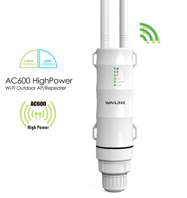 Wavlink AC600 Wireless Waterproof 3-1 Repeater High Power Outdoor WIFI Router/Access Point/CPE/WISP Wireless wifi Repeater Dual Band 2.4/5Ghz 12dBi Antenna POE