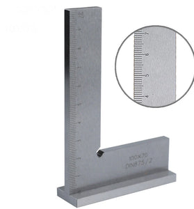 ETOPOO 100x70mm Machinist Engineer Square 90 Degree Right Angle Ruler with Seat Woodworking Scribing Ruler for Precision Layout and Measurement Work