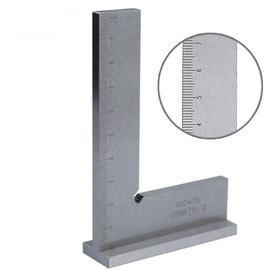 ETOPOO 100x70mm Machinist Engineer Square 90 Degree Right Angle Ruler with Seat Woodworking Scribing Ruler for Precision Layout and Measurement Work