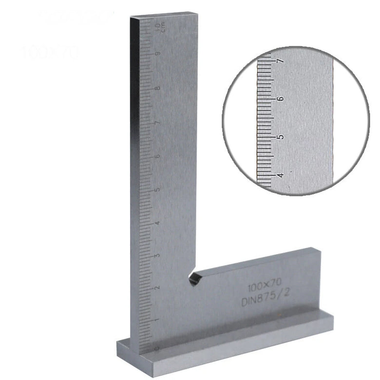 ETOPOO 100x70mm Machinist Engineer Square 90 Degree Right Angle Ruler with Seat Woodworking Scribing Ruler for Precision Layout and Measurement Work
