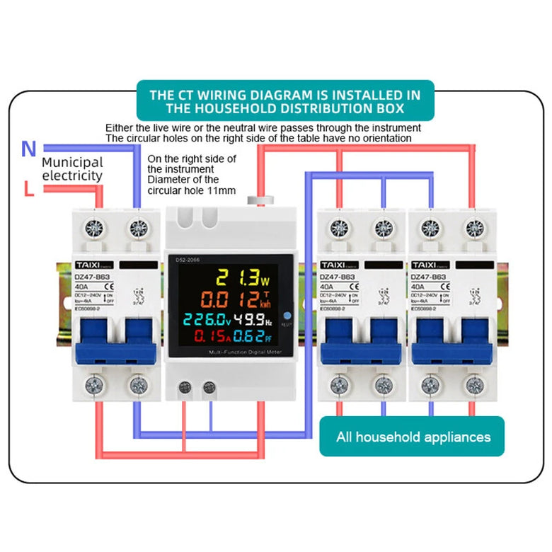 D52-2066 Multifunktionales Digitalmessgerät mit LCD-Farbdisplay Einphasiger Spannungs-, Strom- und Leistungsmesser Kunststoff-Werkzeugteile 1420 D52-2066 Multifunktionales Digitalmessgerät mit LCD-Farbdisplay Einphasiger Spannungs-, Strom- und Leistungsmesser Kunststoff-Werkzeugteile 1420